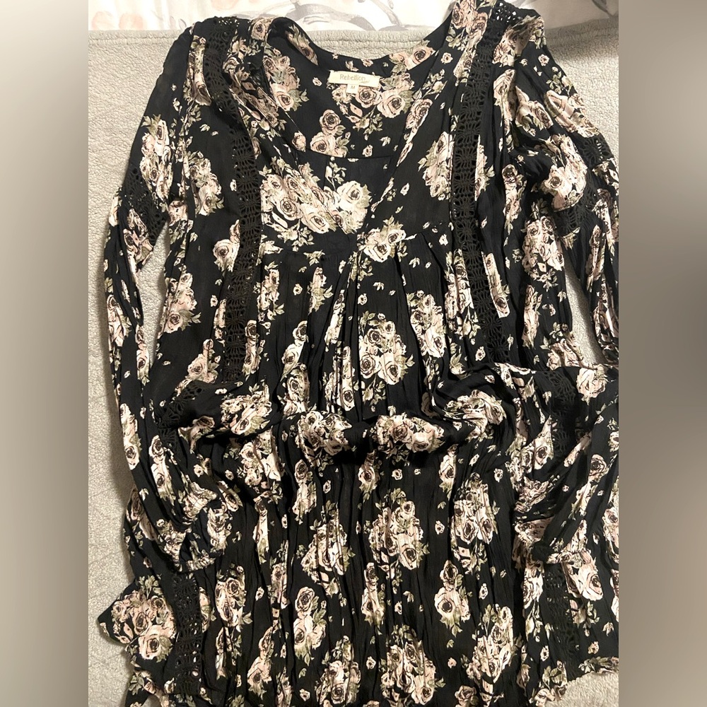 Boutique floral knit baby doll dress
